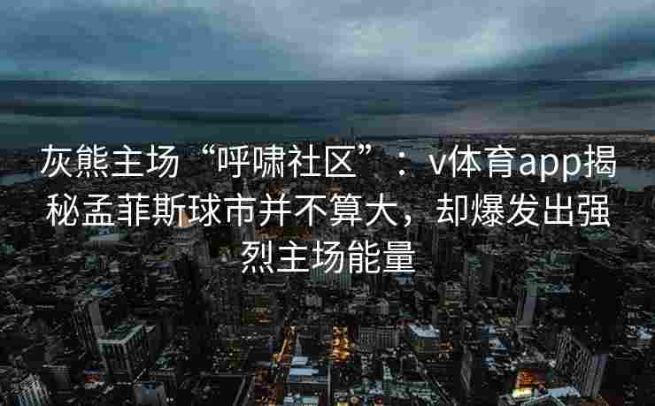 灰熊主场“呼啸社区”：v体育app揭秘孟菲斯球市并不算大，却爆发出强烈主场能量