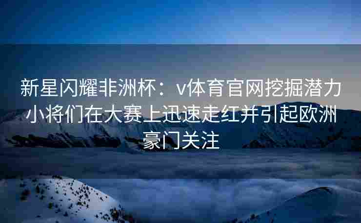 新星闪耀非洲杯：v体育官网挖掘潜力小将们在大赛上迅速走红并引起欧洲豪门关注